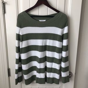 Market and Spruce XXL Green and White Striped Knit Shirt